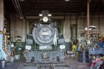 DRGW 491 is seen inside the roundhouse at the Colorado Railroad Museum